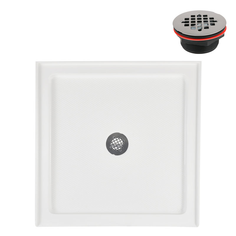 36" W x 36" D Square Acrylic Shower Base, ABS Drain Included