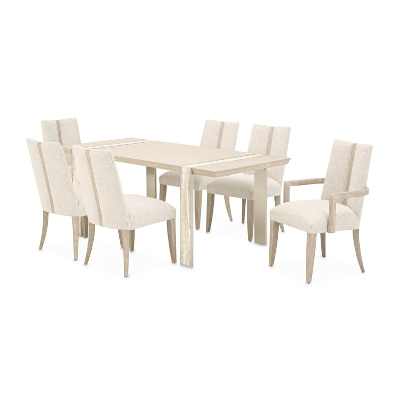 Lotus Bay Narrow Rectangular Dining Table - Sand, 30"H x 76"L x 36"W