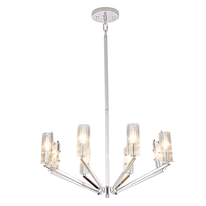 Lustre transitionnel en verre chromé 8 lumières