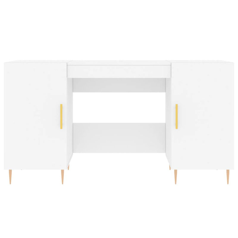 Fidler Metal Base Writing Desk, High Gloss White/Gold