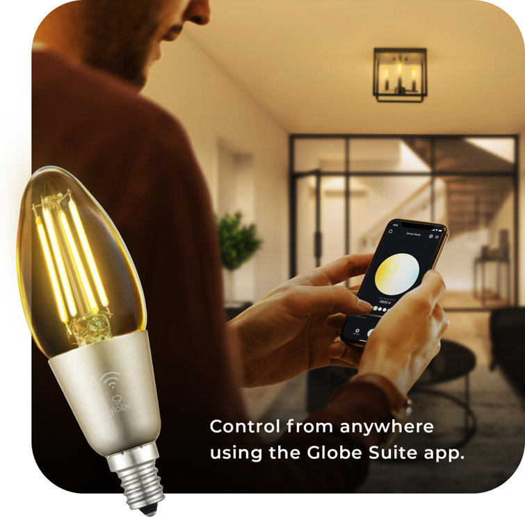 Globe Electric Company 4,5 watts (équivalent à 40 watts), ampoule DEL  intelligente B11, à intensité variable, culot E12 blanc / candélabre  réglable et Commentaires - Wayfair Canada