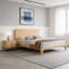 Lit plateforme en bois de bambou de taille moyenne Mid-Century 12 pouces avec support en lattes de bois-1802263887