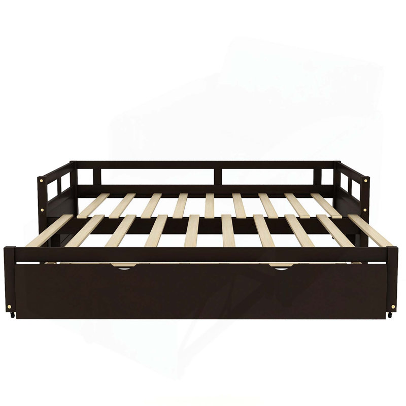 Versatile Wooden Daybed with Pull-Out Trundle for Extra Sleeping Space, Espresso