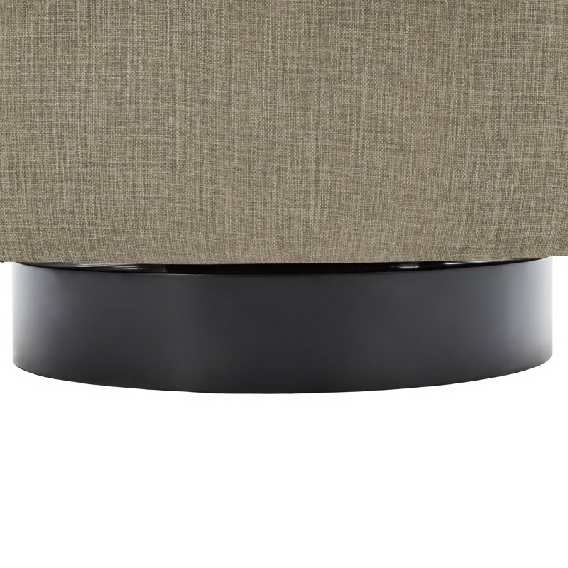 Fauteuil demi-tonneau pivotant en mélange de coton brun clair avec base en bois massif Applewold, Tissu brun clair