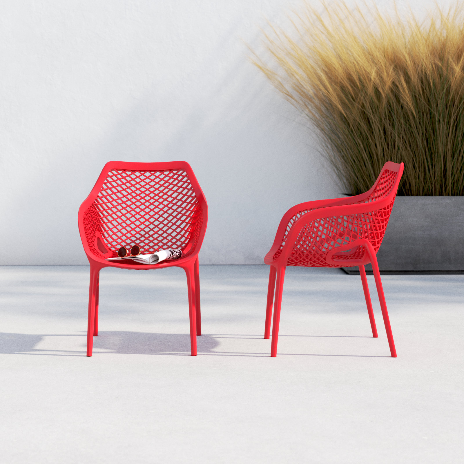 Farrah Stackable Patio Armchair, Red