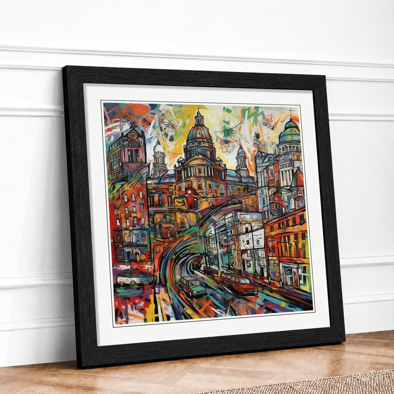 City Of Belfast Expressionism - Framed Print, Black