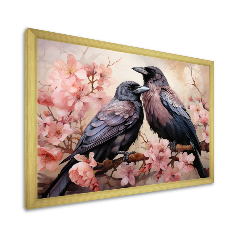 Corbeau gracieux monarques I - animaux, art mural, salon, H 12 po x l 20 po x P 1 po, Cadre doré à une seule photo