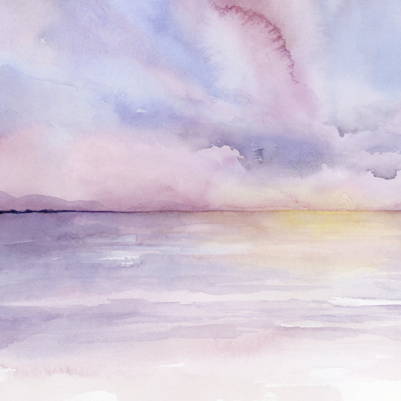 «Pale Sunset I», peinture sur toile, H 12 po x l 12 po