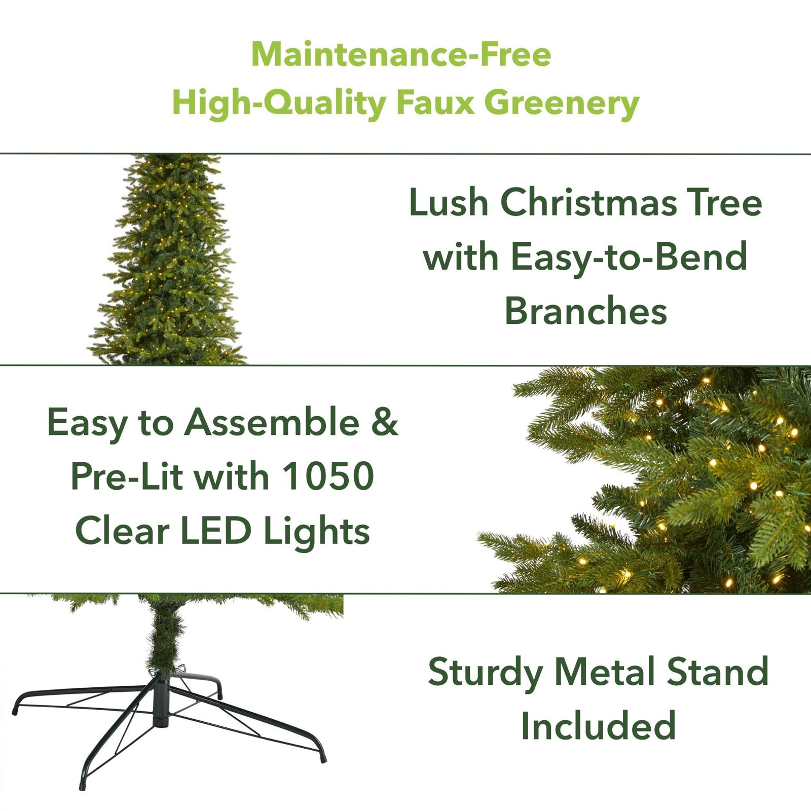 Lighted Artificial Christmas Tree, 10' H