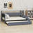 Modern Upholstered Daybed with Storage Footstool, Built-In Shelves, Trundle, USB and LED-1243511484