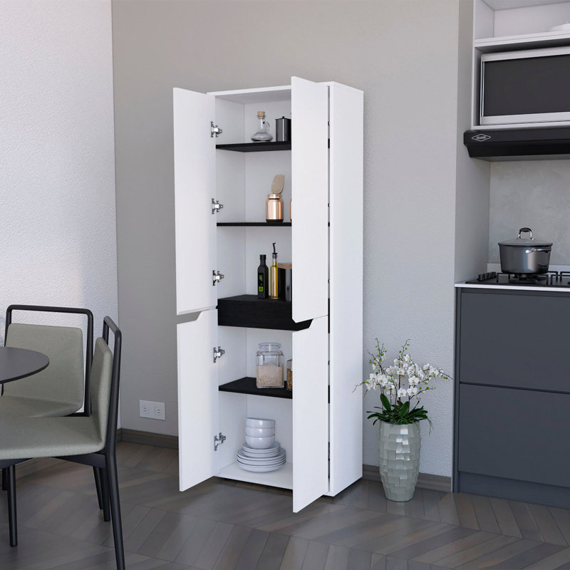 Kitchen Storage, White 5-Shelf Kitchen Pantry