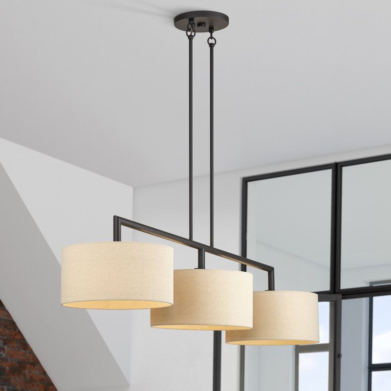 Lustre linéaire extra large Hendrix, H 20,75 po x l 51 po x P 14 po, Bronze, Trois lumières
