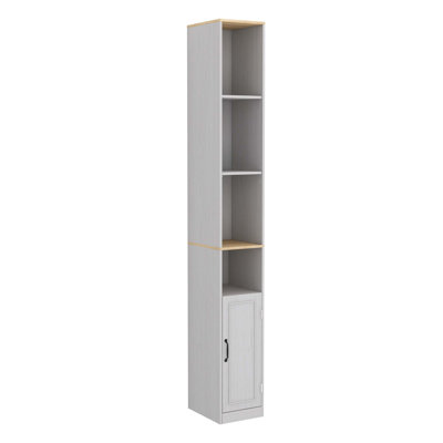 Modern Slim Storage Cabinet with Adjustable Shelves and Concealed Storage