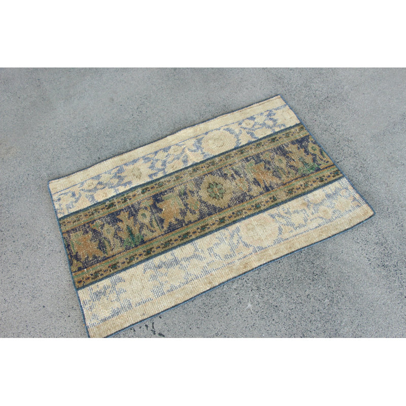 Tapis Oushak beige à motif patchwork turc beige