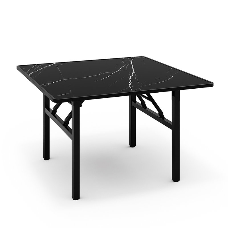Denniston Metal Base Dining Table, 51cm H x 80cm L x 80cm W, Black, Black