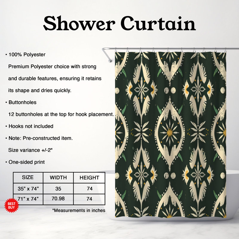 Rideau de douche Boho Imagery - Premium, H 74 po x l 71 po