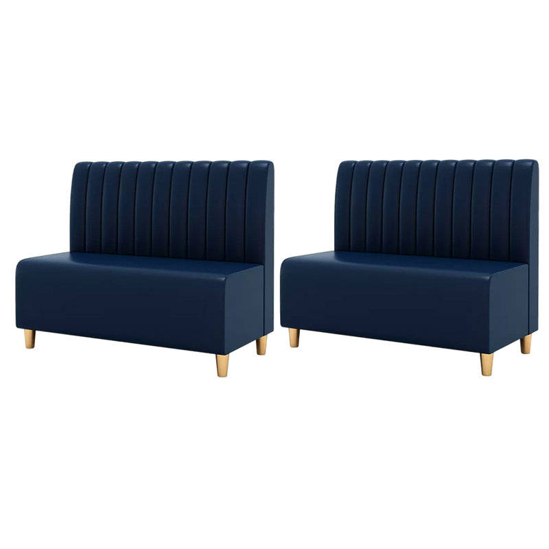 Banc rembourré en similicuir Nordic Modern, Bleu marine
