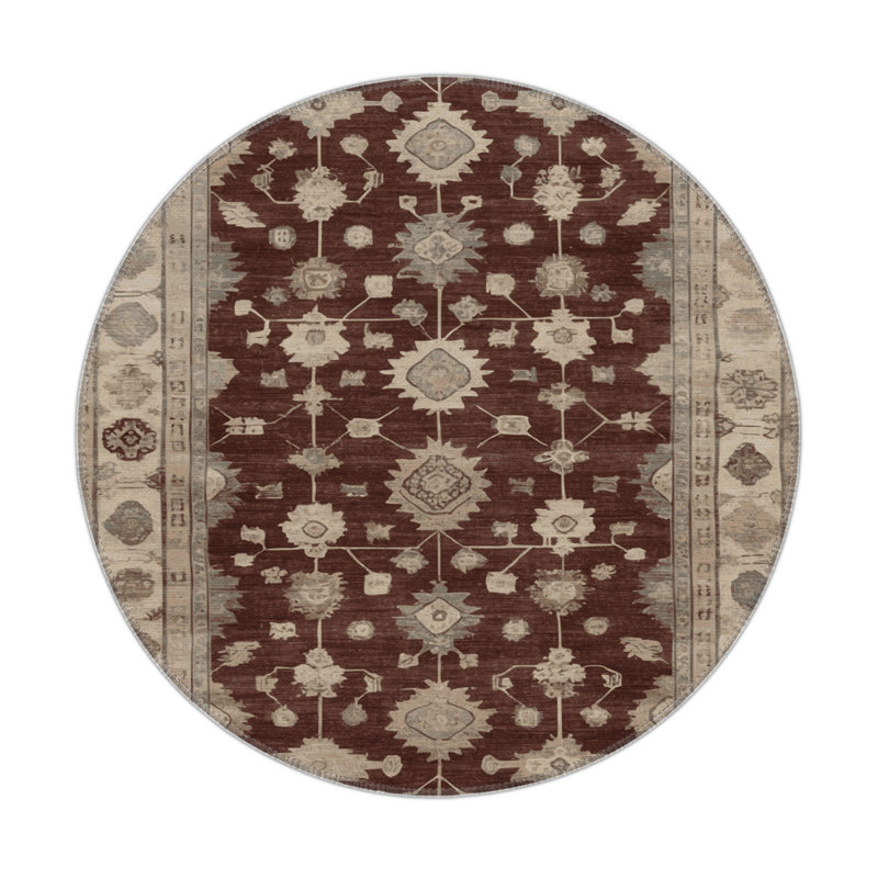 Overdyed Gray Indoor and Outdoor Area Rug, Round 5'