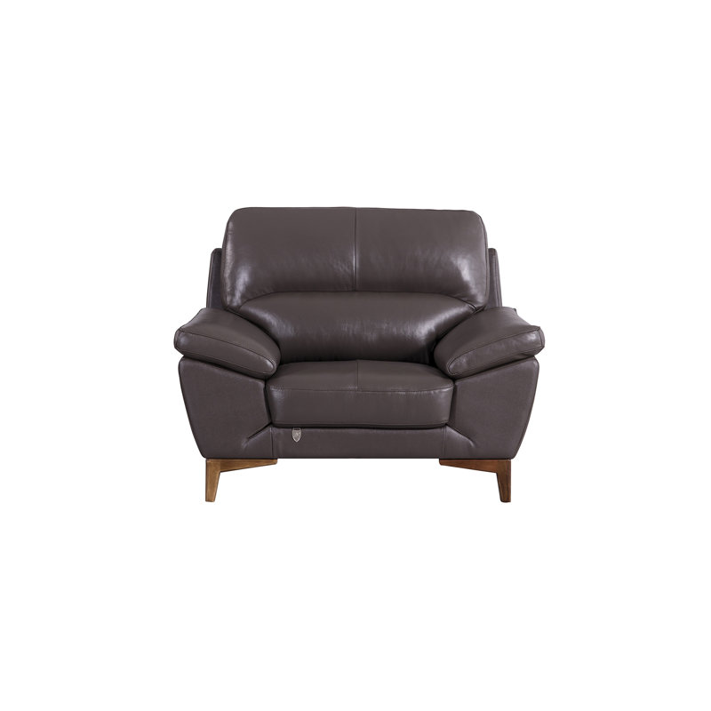 Fauteuil Stengel, Cuir véritable taupe