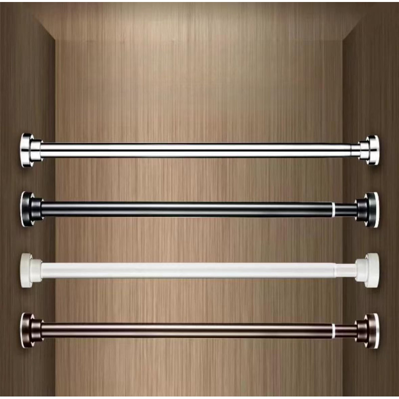 Adjustable White Stainless Steel Tension Shower Rod 43-72 Inches