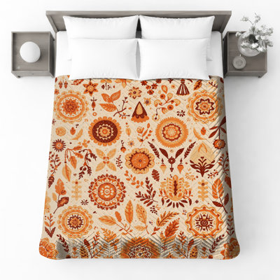 Intricate Floral Motifs Quilted Bedspread All Sizes