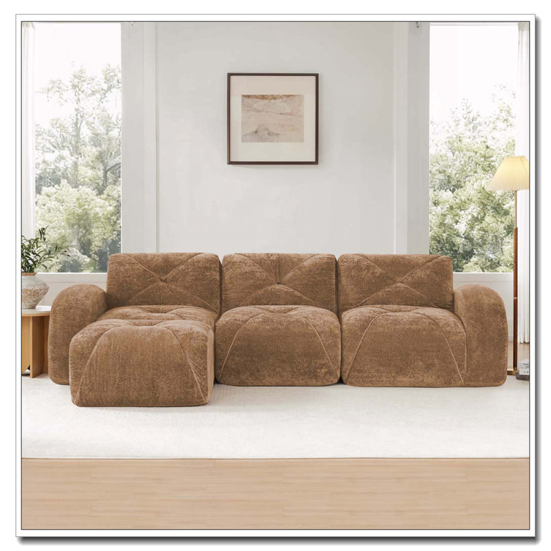 Repose-pieds en velours doux en L, Chameau