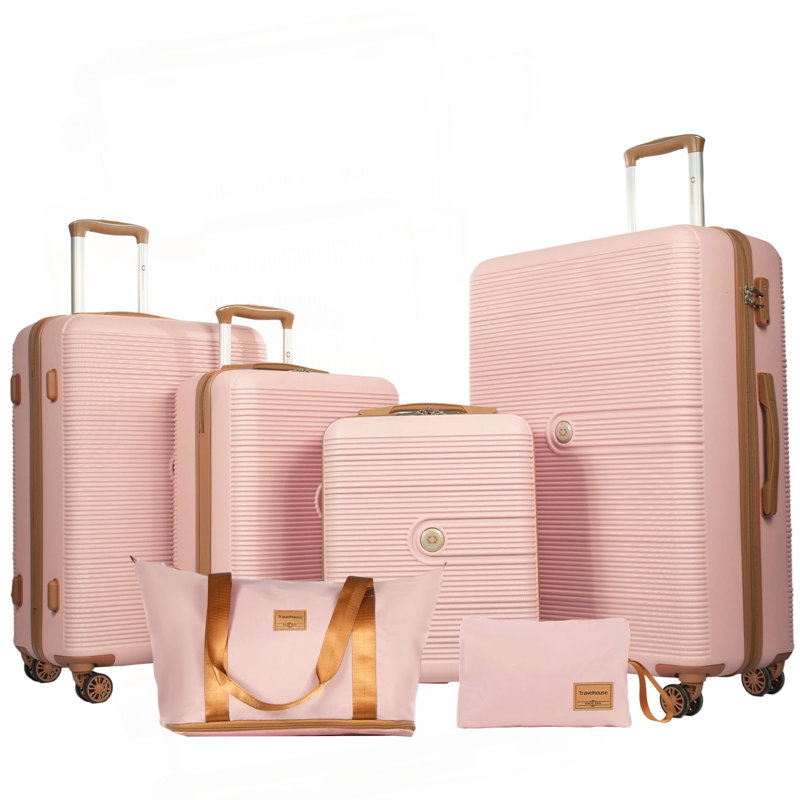 Ensemble 6 pièces de valises rigides Hardshell avec roulettes TSA Lock, Pink