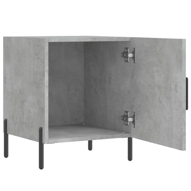 Naidu 40cm W Iron Bedside Table, Concrete Grey