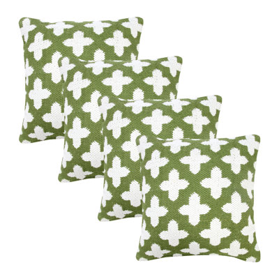 Ensemble de housse de coussin blanc / vert à motif géométrique en mélange de coton
