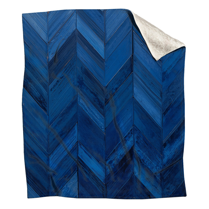Couvertures bleues à motif de chevrons, L 60 po x H 80 po
