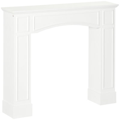 Manteau de cheminée moderne, manteaux de bordure pour foyer avec motif décoratif largeur intérieure 29 po blanc
