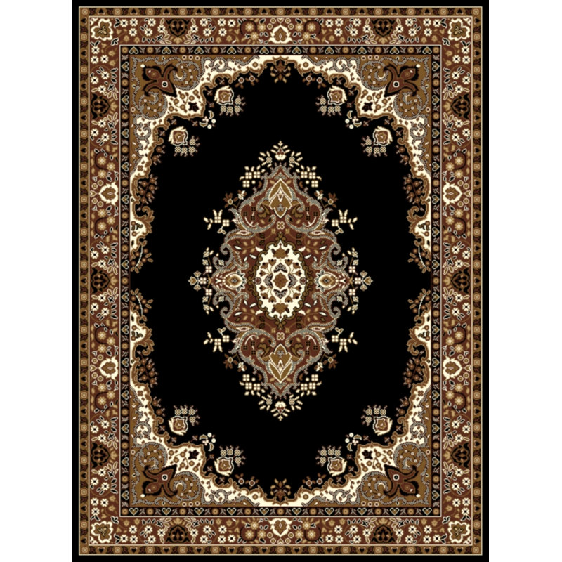 Tapis noir/brun tissé à la machine Haslemere, Rectangle 5 pi x 8 pi
