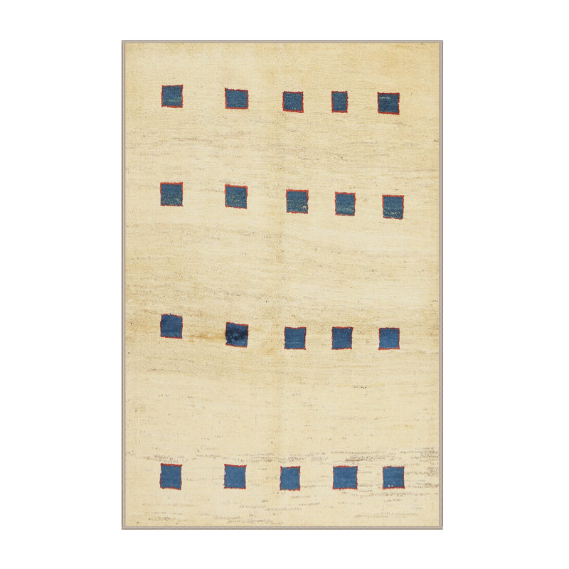 Tapis brun/bleu/gris/zone contemporaine, Rectangle 2 pi x 4 pi