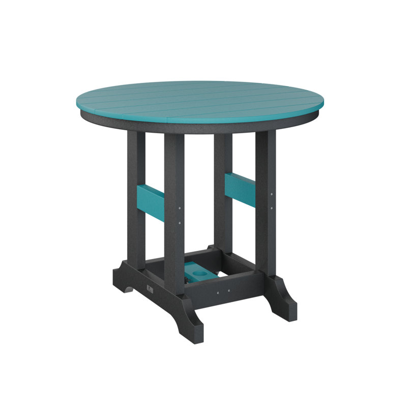 Garden Classic Outdoor Round Dining Table, Aruba Blue, Black
