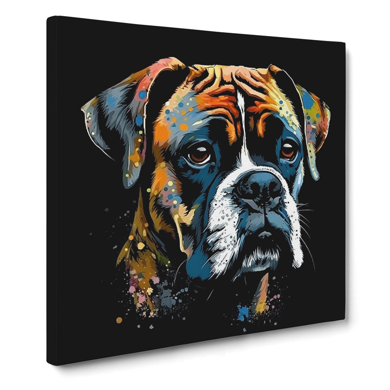 Boxer Dog Graphic Art No.1 - Print, 50cm H x 50cm W x 3cm D
