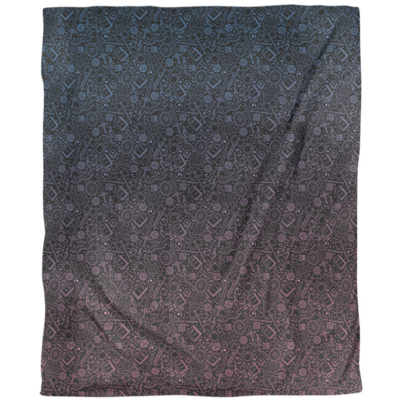 Housse de couette Katelyn Elizabeth, Housse de couette pour très grand lit, Noir / Bleu / Rose, Polyester brossé