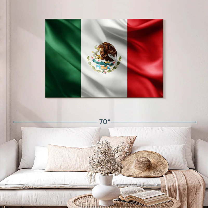 Borges Silk Mexican Flag, 30" H x 45" W