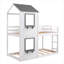 Lit superposé simple au-dessus d'un lit simple en bois avec toit-935296171