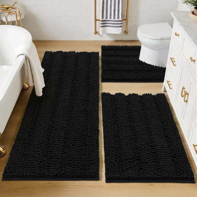 Ensemble de 3 tapis de bain doux et absorbant avec envers antidérapant