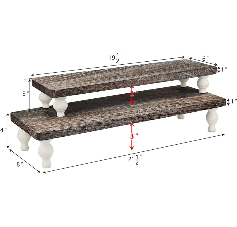 Espresso Oak Wood 2-Piece Display Riser Set
