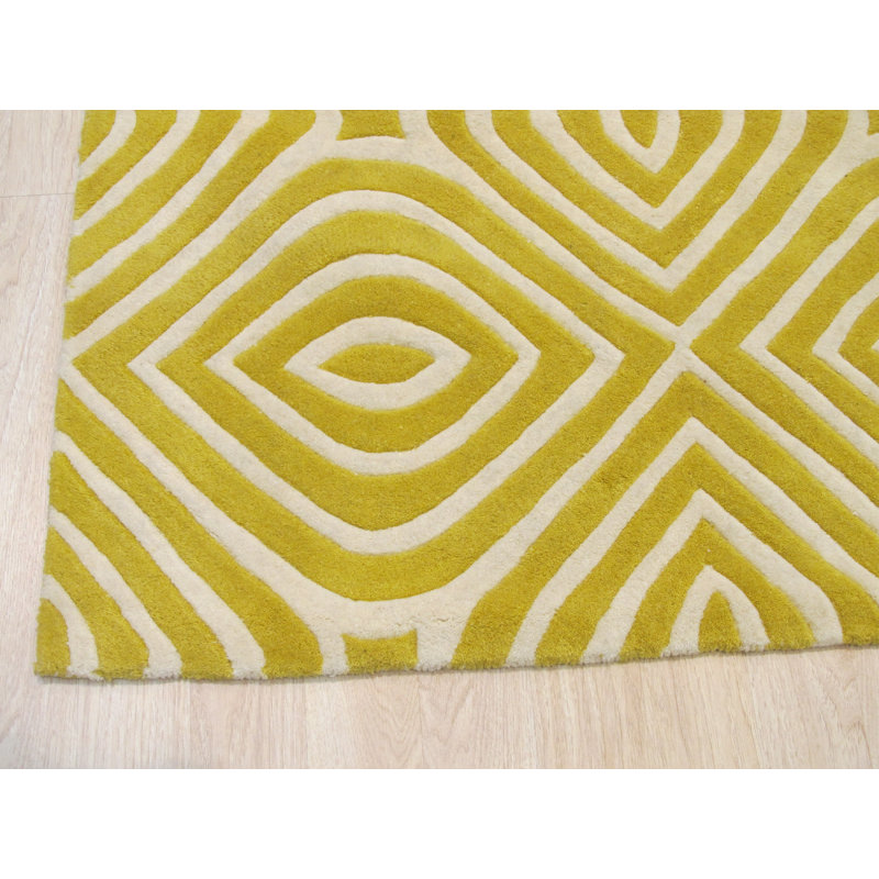 Marla Yellow Hand Tufted Wool Area Rug, Rectangle 7'9" x 9'9"
