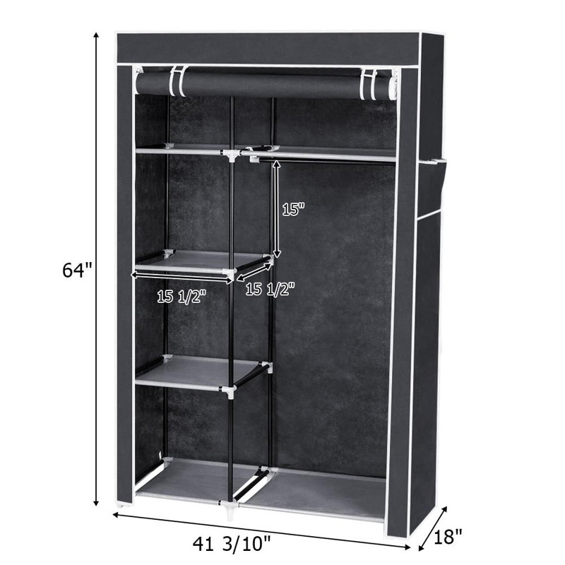 104.9cm Portable Wardrobe, Grey