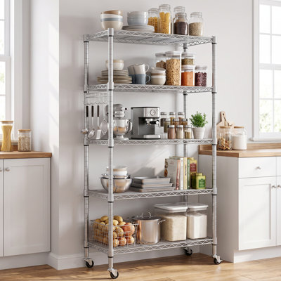 Lylla Height -Adjustable Shelving Unit with Wheels