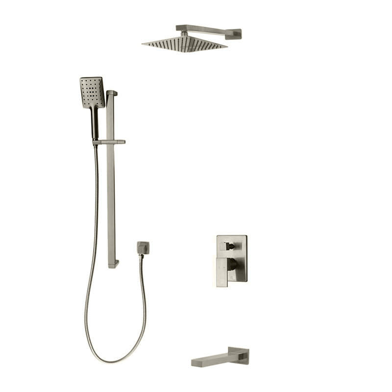 Système de douche complet à 3 voies avec pomme de pluie murale Madison, Nickel brossé