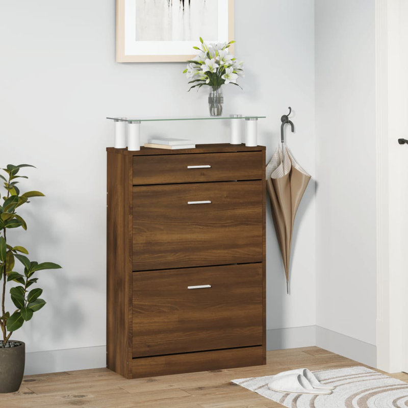 Flip Down Shoe Storage, Light Brown