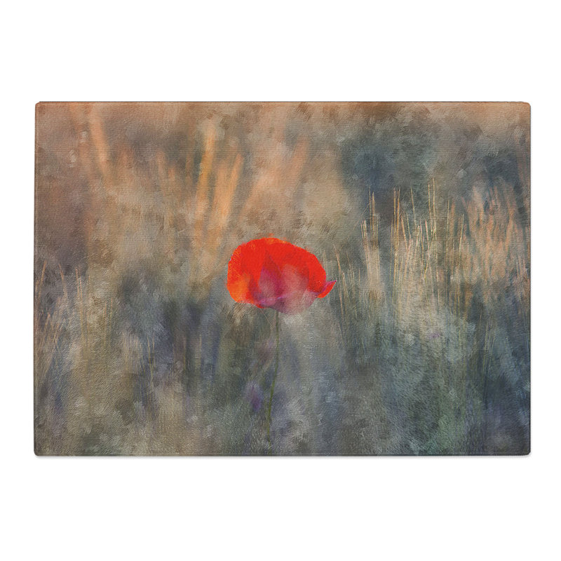Tempered Glass Red Poppy Flower Chopping Board, 28.5 cm x 39 cm