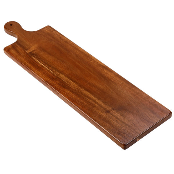 Organic Shape Cutting Board with Leather Loop Attached to Handle