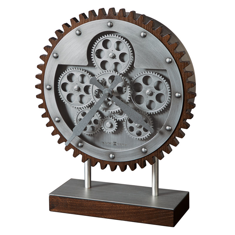 Hamish Modern & Contemporary Analog Stainless Steel Quartz Movement / Crystal Tabletop Clock in Seaside Gray