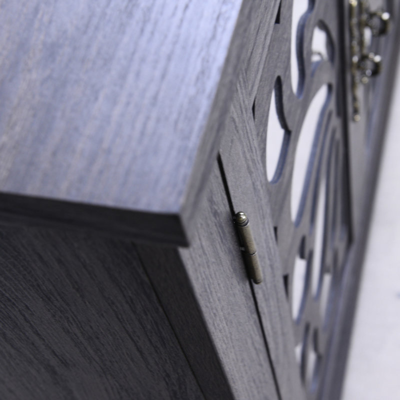 Élégant buffet avec 2 portes en miroir en acrylique, stratifié brun, tablettes réglables pour un rangement polyvalent, esthétique du grain de bois 3D, salon et cuisine au design charmant, assemblage facile et rapide