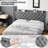 King Size Upholstered Bed Frame with Wingback Headboard, Linen Upholstery - Deep Button Tufted, Storage Shelf, Charging Station & USB Ports, No-Noise,Box Spring Optional, Dark Gray